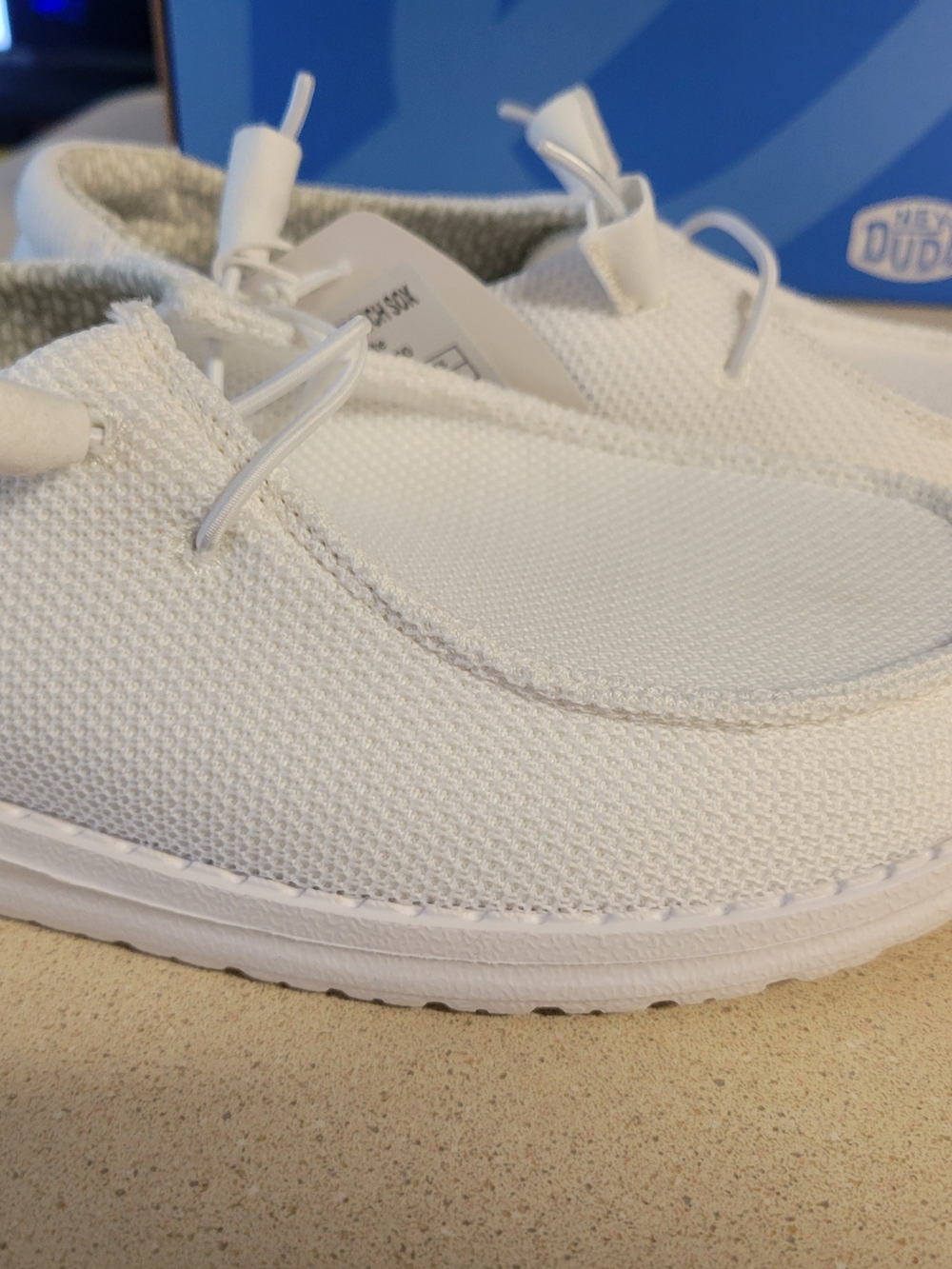 Hey Dude Lightweight White Knit Slip-On Loafers